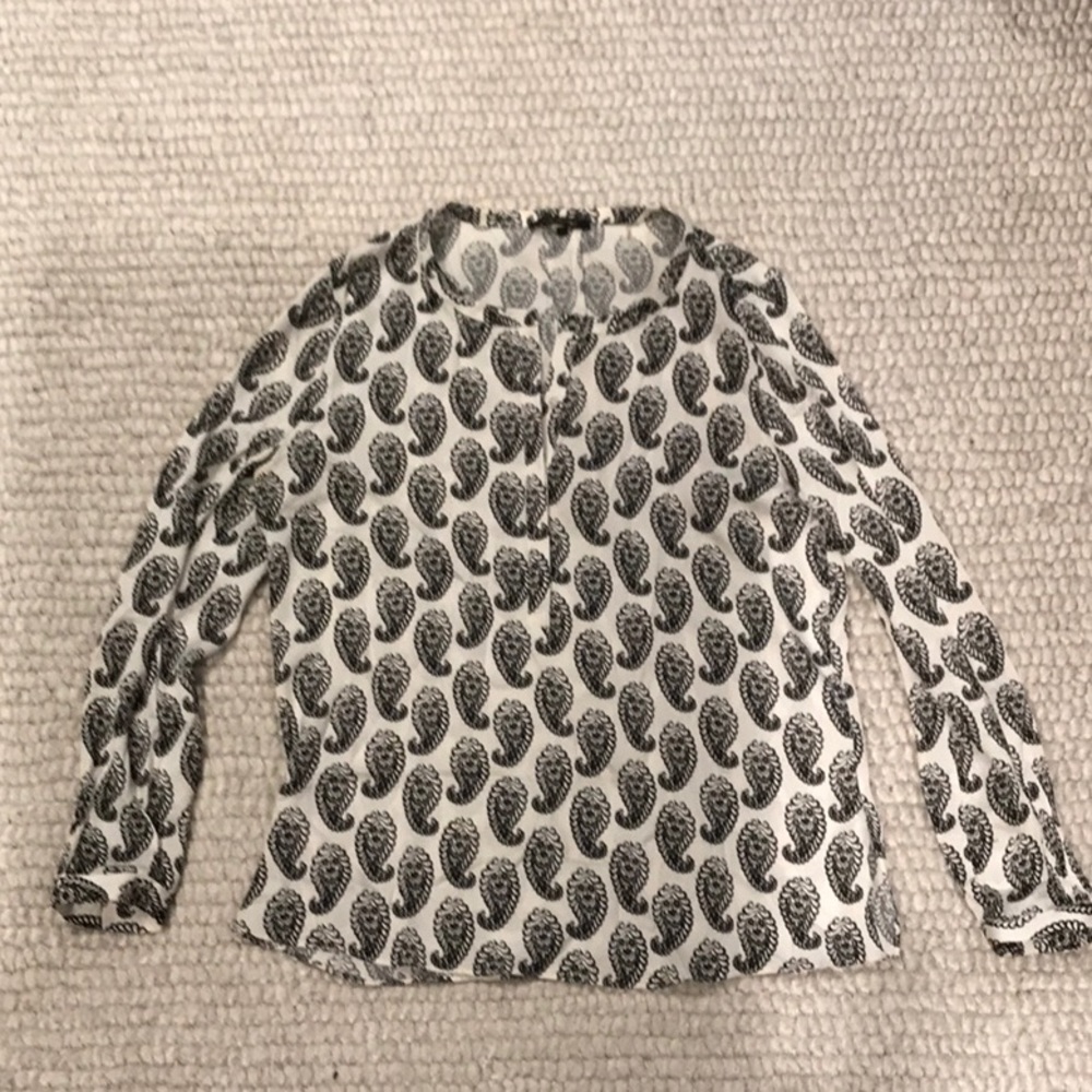 Kobi Halperin Long sleeve paisley silk blouse.